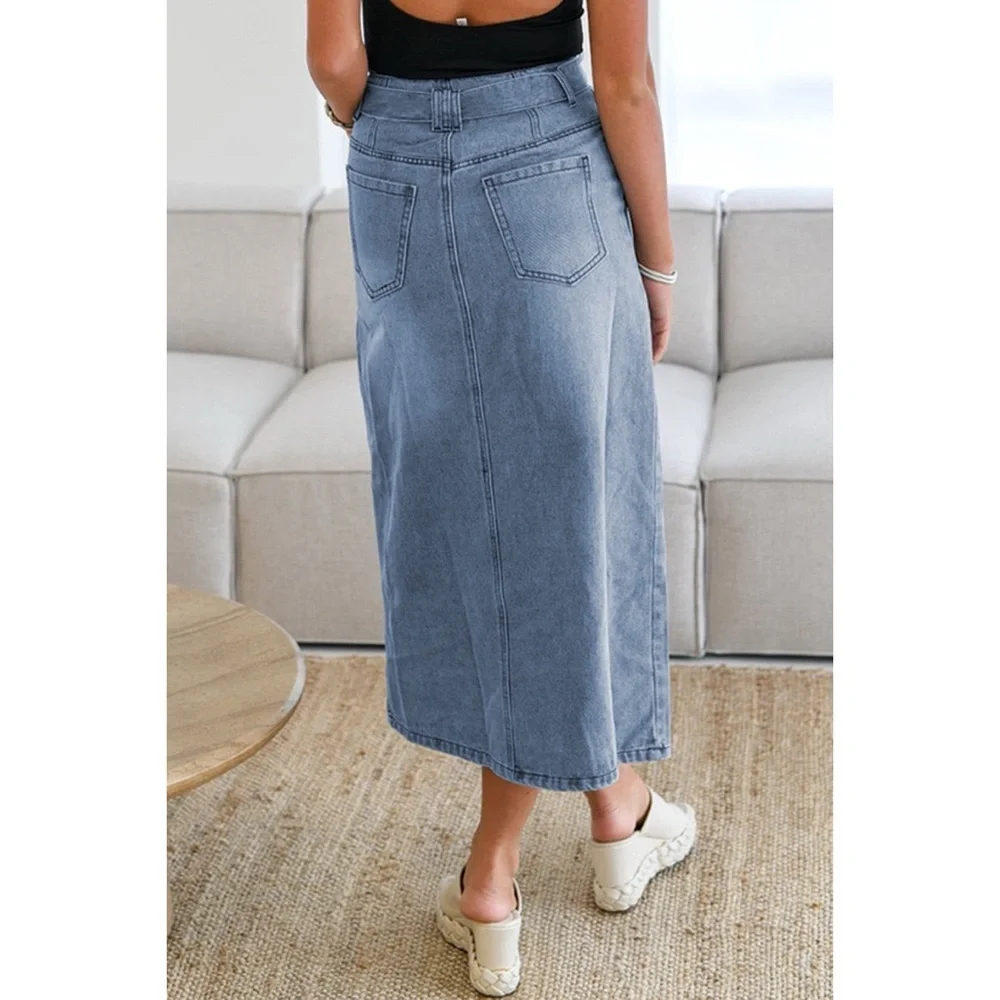 Belted Denim Skirt - Picture 2 of 4